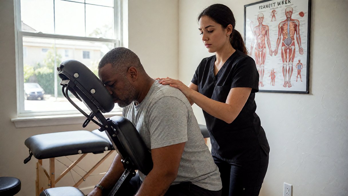 A Valor therapist giving a seated express session